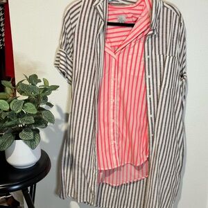 Striped Button-Up 2 Shirts  2 colors
